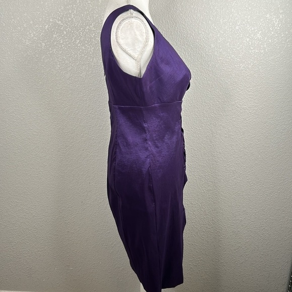 Calvin Klein Purple Bodycon Sleeveless V-Neck Special Occasion Midi Dress Size 8 - Picture 4 of 8